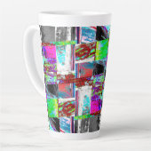 Latte Mug – Abstract Grid (Angle gauche)
