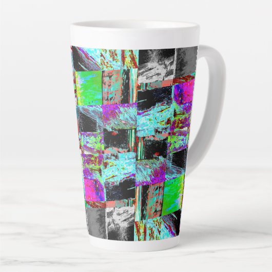 Latte Mug – Abstract Grid Latte Mok (Rechterhoek)