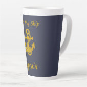 Latte Mug - Ancre et nom du navire (Angle droit)
