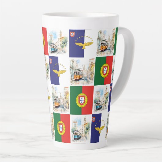 Latte Mug avec Portugal Drapeau et Açores aussi (Angle droit)