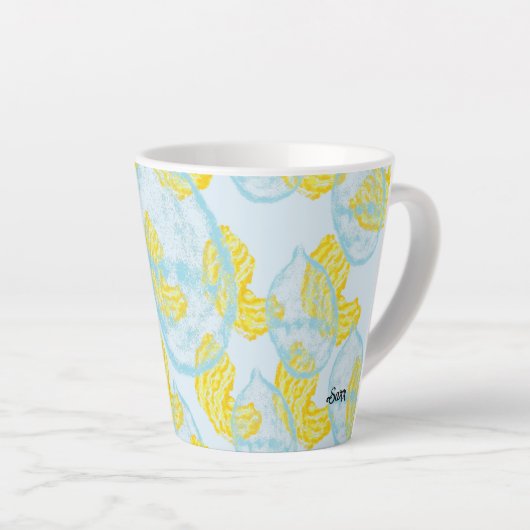 Latte Mug : Boucles de pluie de chips de pommes de (Angle droit)