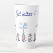 Latte Mug Hanoukka thème avec fleurs menorah (Devant)