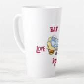 Latte Mug Mange Dormir Amour Répéter les chats (Angle gauche)