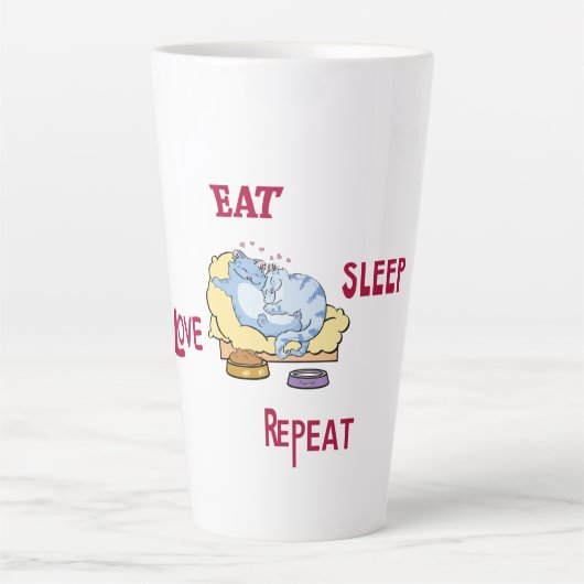 Latte Mug Mange Dormir Amour Répéter les chats (Devant)