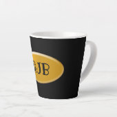 Latte Mug - Oval d'or avec initiales (Angle droit)