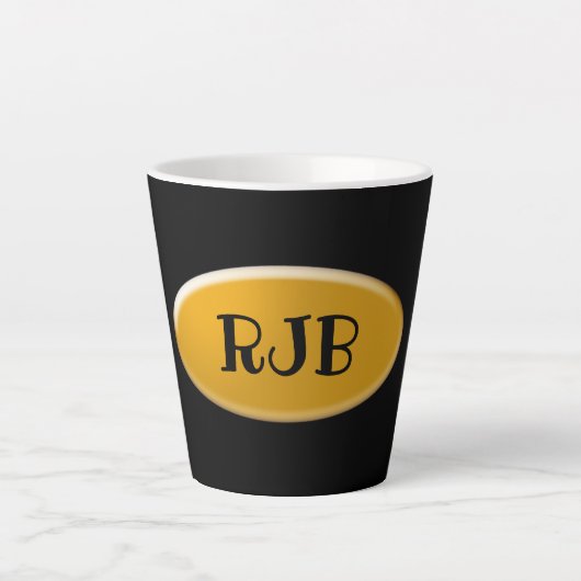 Latte Mug - Oval d'or avec initiales (Devant)