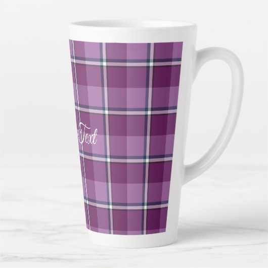 Latte Mug Purple and Trendy Pink Plaid Latte Mok (Rechts)