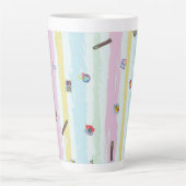 Latte Mug – Sports & Stripes Pastel Racing Design (Devant)
