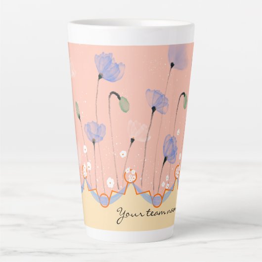 Latte Mug - thème PEG avec des pavots, texte perso (Devant)