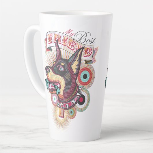 Latte Mug – Urban Loyalty Doberman Pop-Art Design Latte Mok (Linkerhoek)