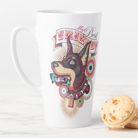 Latte Mug – Urban Loyalty Doberman Pop-Art Design Latte Mok (In situ)