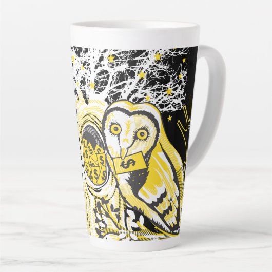 Latte Mug Urban Tree Owl & Wealth Surreal Pop-Art (Angle droit)