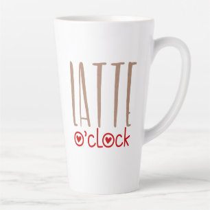 Latte O Clock Fun Quote Quirky Typografie Mok