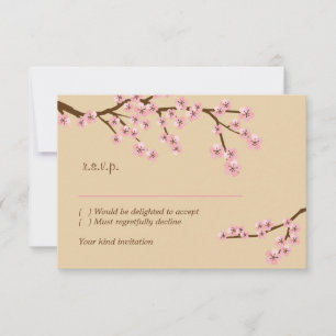 Latte & Roze Kersenbloesem RSVP met enveloppen