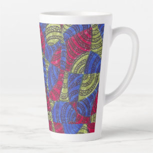 Latte Sahar Tasse à motif abstrait coloré dessiné à la