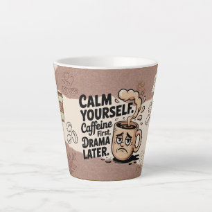 Latte Tasse à café au lait avec motif de grains de café