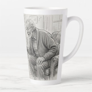 Latte Tasse à café avec croquis au crayon du visiteur du