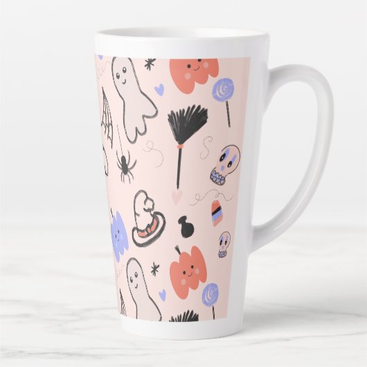 Latte Tasse à café avec gribouillages sur le thème rétro (Droite)