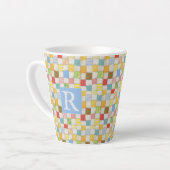 LATTE TASSE À CAFE «CRAZY QUILT» + TEXTE / BLEU (Angle gauche)