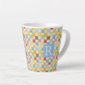 LATTE TASSE À CAFE «CRAZY QUILT» + TEXTE / BLEU (Angle droit)
