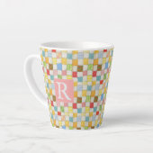 LATTE TASSE À CAFE «CRAZY QUILT» + TEXTE / ROSE (Angle gauche)