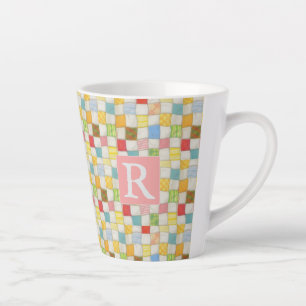 LATTE TASSE À CAFE «CRAZY QUILT» + TEXTE / ROSE