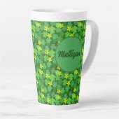 Latte Tasse à café en forme de trèfle vert brillant (Angle droit)