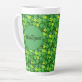 Latte Tasse à café en forme de trèfle vert brillant (Angle gauche)
