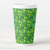 Latte Tasse à café en forme de trèfle vert brillant (Devant)