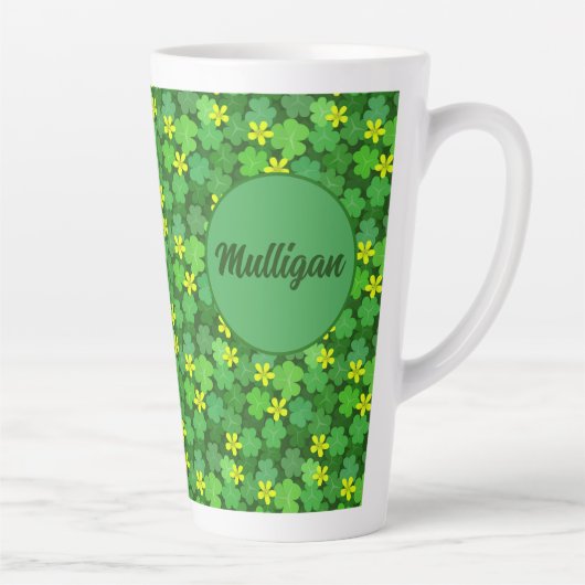 Latte Tasse à café en forme de trèfle vert brillant (Droite)