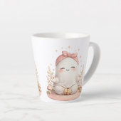 Latte Tasse à café fantôme souriant Boho mignon avec un (Angle droit)