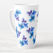 Latte Tasse à café fleur bleue déclaration positive (Angle gauche)