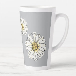 Latte Tasse à café florale gris jaune moderne à margueri