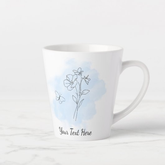 Latte Tasse à café personnalisée moderne aquarelle bleue (Droite)