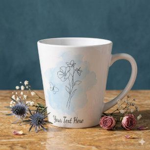 Latte Tasse à café personnalisée moderne aquarelle bleue