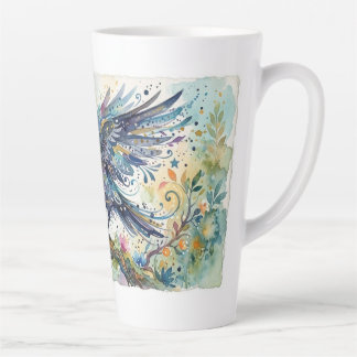 Latte Tasse abstraite fantaisiste à motif corbeau à l'aq
