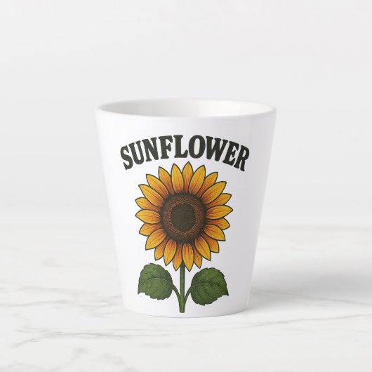 Latte Tasse avec peinture de tournesol (Devant)