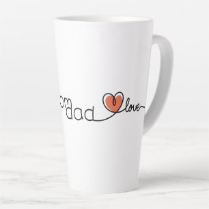 Latte Tasse avec un cœur rouge et un texte mignon pour l