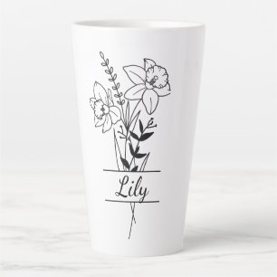Latte Tasse Bouquet Fleurs Jonquilles personnalisée