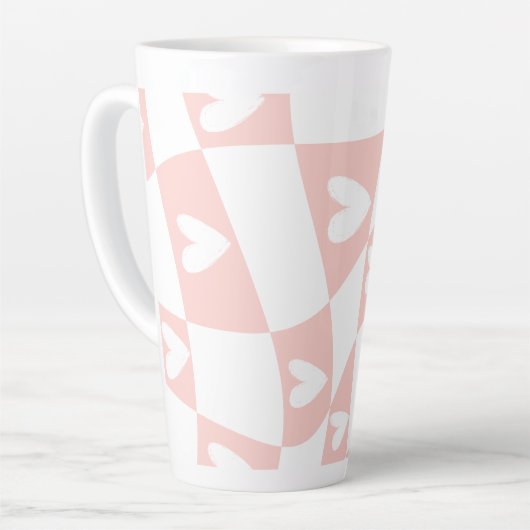 Latte Tasse Cœur Abstrait Rose Clair – Esthétique Minima (Angle gauche)