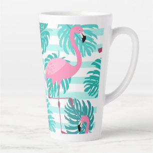 Latte Tasse de café Coucher de soleil sur un palmier fla