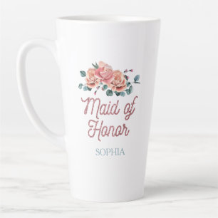 Latte Tasse de café Fleurs de mariage vintage Demoiselle