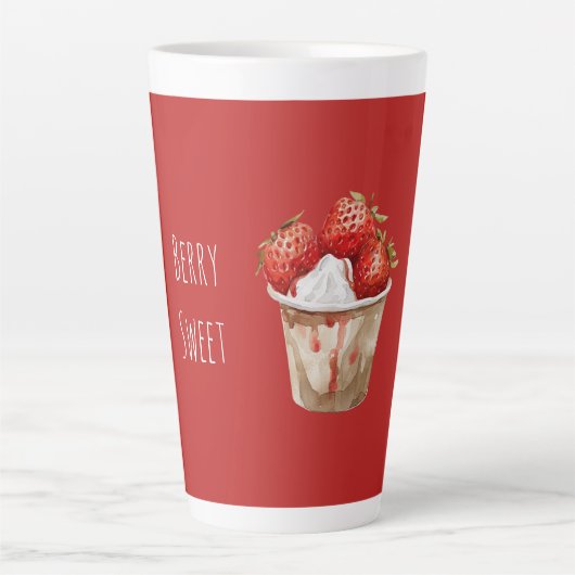 Latte Tasse de fraises sucrées aux fruits rouges (Devant)
