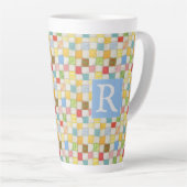 LATTE TASSE ÉMAILLÉE HAUTE CRÉATION "CRAZY QUILT" + TEXT (Angle droit)