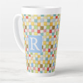LATTE TASSE ÉMAILLÉE HAUTE CRÉATION "CRAZY QUILT" + TEXT (Angle gauche)