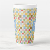 LATTE TASSE ÉMAILLÉE HAUTE CRÉATION "CRAZY QUILT" + TEXT (Devant)