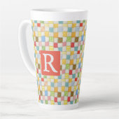 LATTE TASSE ÉMAILLÉE HAUTE CRÉATIVE "CRAZY QUILT" + TEXT (Angle gauche)