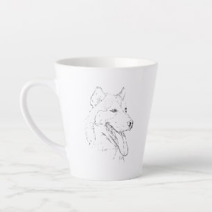 Latte Tasse Husky – Illustration à l'encre de chien dess