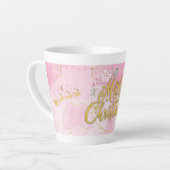 Latte Tasse Joyeux Noël - Design Or et Rose (Angle gauche)