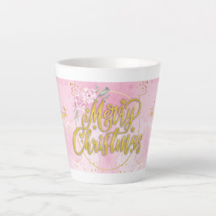 Latte Tasse Joyeux Noël - Design Or et Rose
